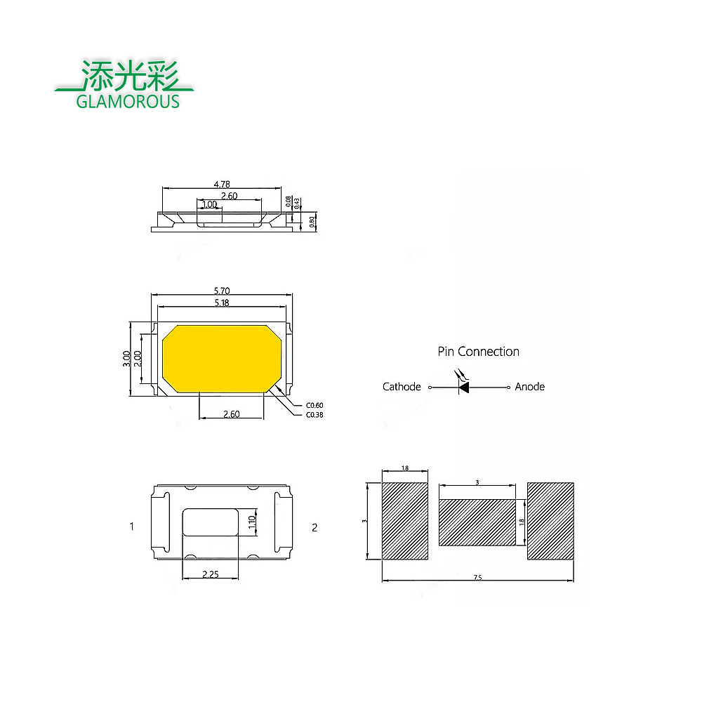 Free Sample  5730 SMD LED Chip 0.5W Withe Light  6000K 7000K Full spectrum LED 5730 0.5W LED Chip For Lighting