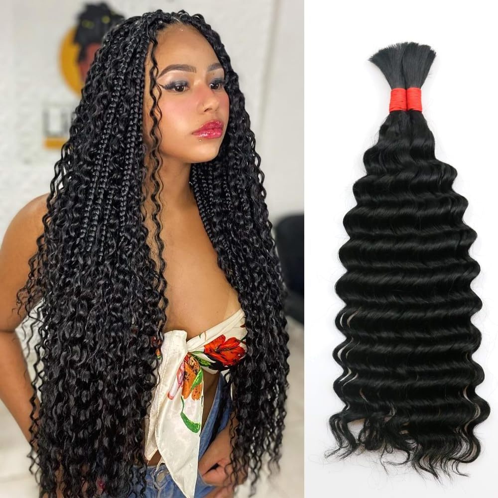 No Weft Natural Wave Deep Wave Virgin Remy Human Bulk Hair For Braiding Unprocessed Braiding Human Hair Bulk Extensions