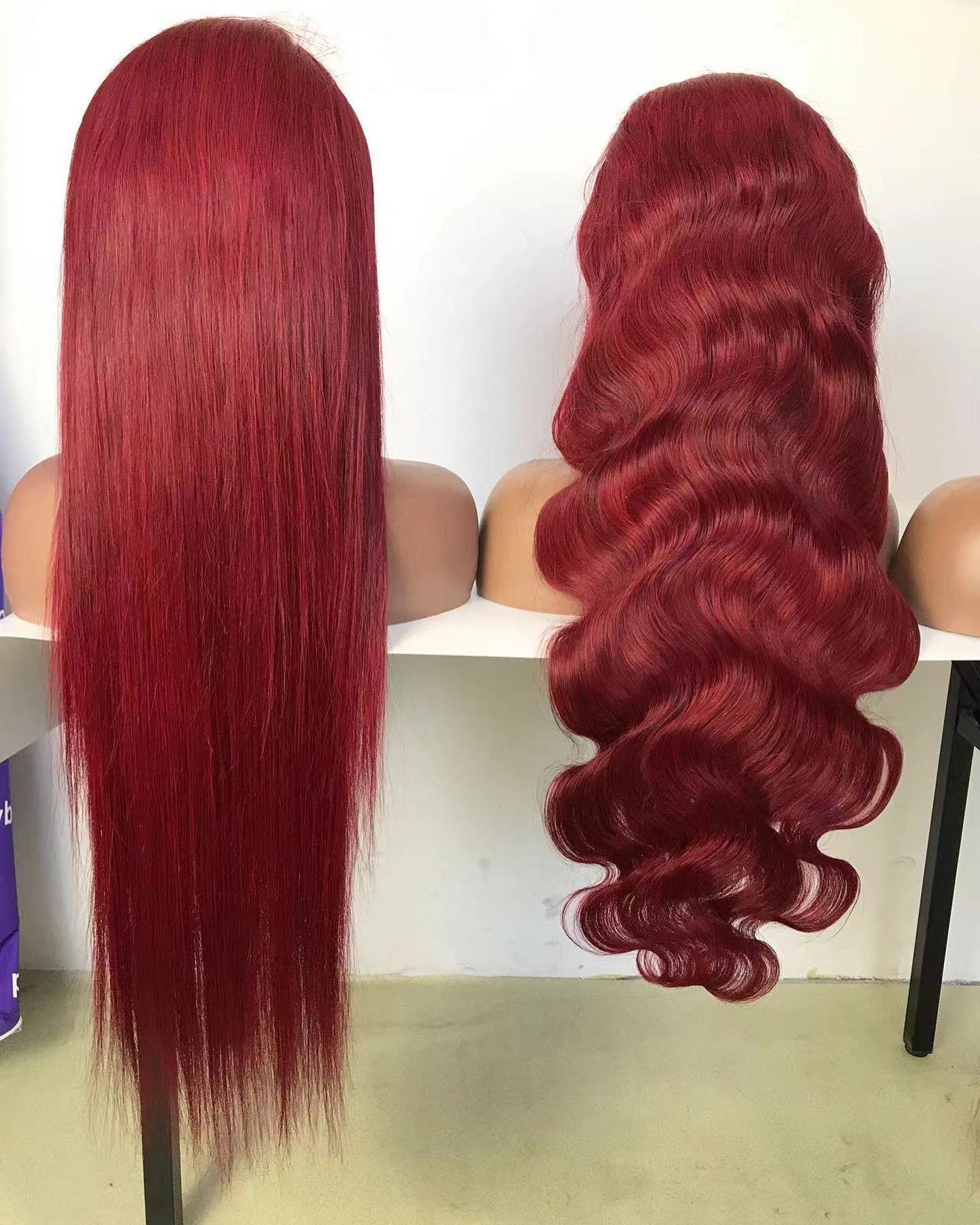 99J Burgundy Color Preplucked Human Hair Wigs Raw Unprocessed Silk Straight Glueless Wigs Lace Front Wig Human Hair