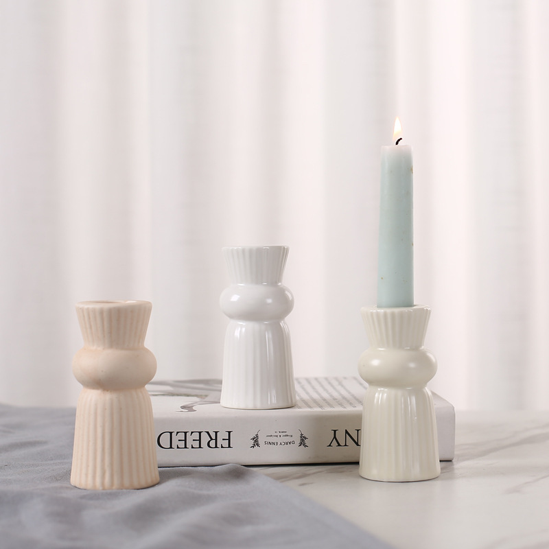 Hot Sales Table Centerpiece Taper Candle Holders Desktop Decoration for Home Decor Ceramic Candle Holder