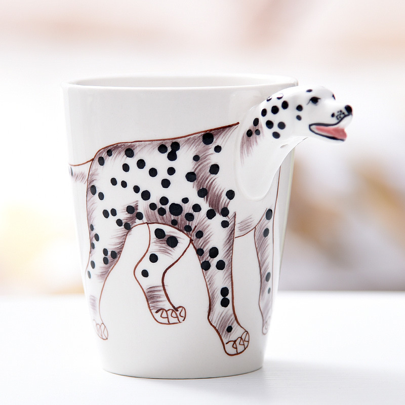 Custom logo Creative design cute 3D Animal Handle Ceramic Mug 400ML Thermal Water Cup for Christmas And Birthday Couples Gift