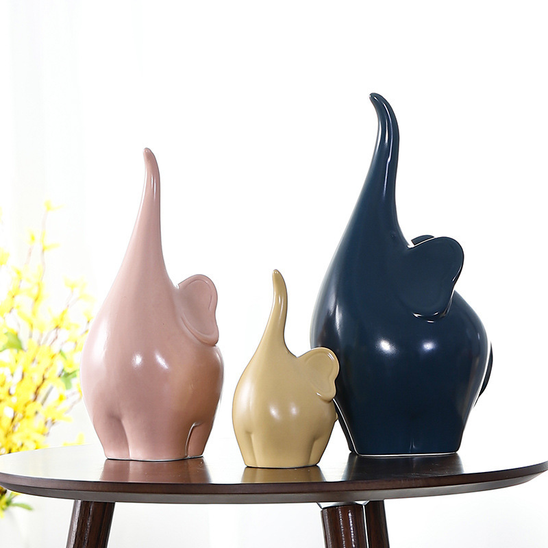 Elegant Modern Design desktop trinkets Morandi color Creative elephant Shape Ceramic Flower Vase For Wedding Party Home Decor