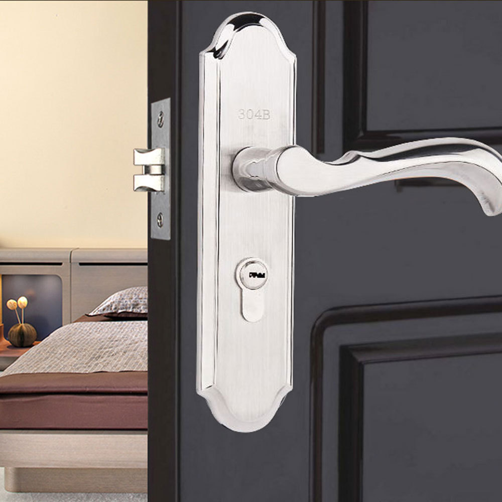 Heavy Duty Door Handle with Keyless Lock Privacy Door Lever Set for Bedroom and Bathroom