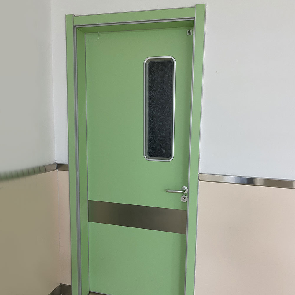 Customized interior GMP steel single swing door with rounded Windowfor hospital ward patient room door