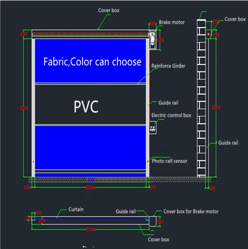 PVC canvas high-speed switch garage door industrial warehouse remote fast rolling shutter door