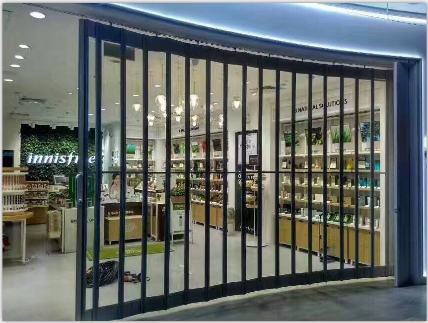 Commercial store polycarbonate folding door aluminum transparent plastic accordion sliding storefront PVC door