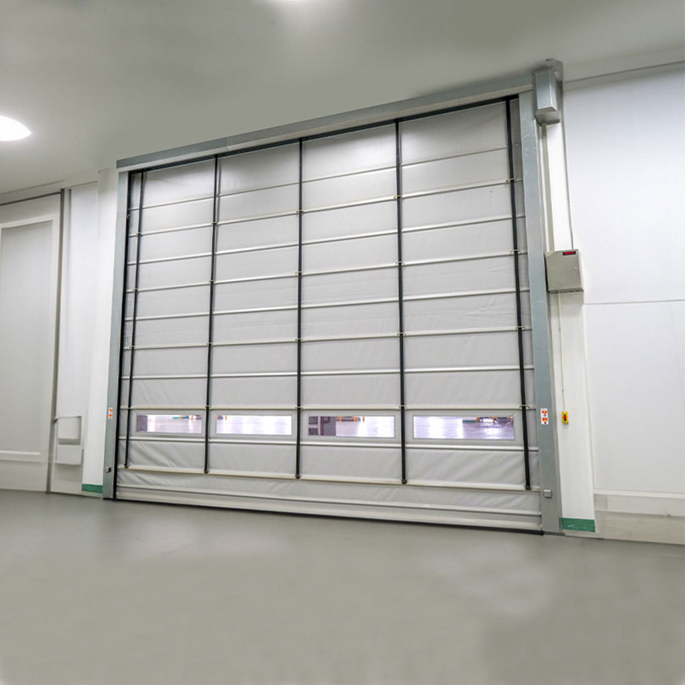 Automatic High Speed PVC Sheet Shutter Stacking Doors Rapid Rolling Industrial Fast Folding Door For Clean Warehouse Windproof