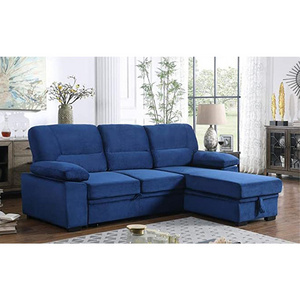 Modern Family blue 2seater recliner L Shape Office Convertible Storage Sofa Folding Couch Sofa Bed Foldable sleeper sofa bed