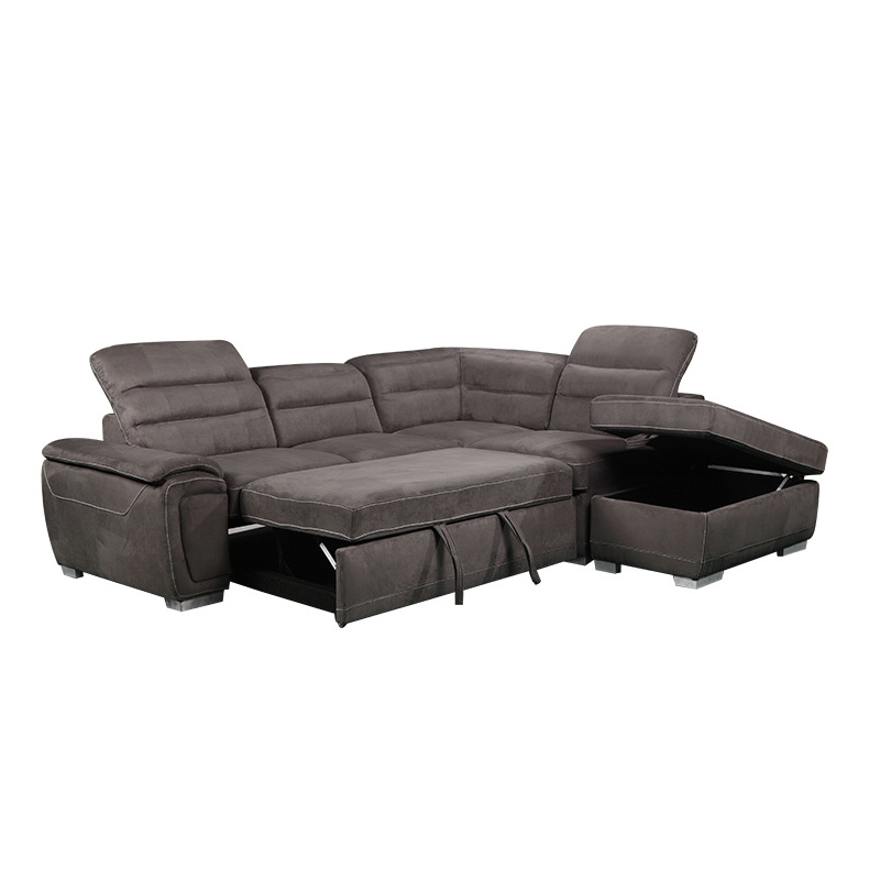 Dongguan Tianahng loveseat+chaise+ottoman sofa bed furniture headrest tech cloth sofa bed with storage