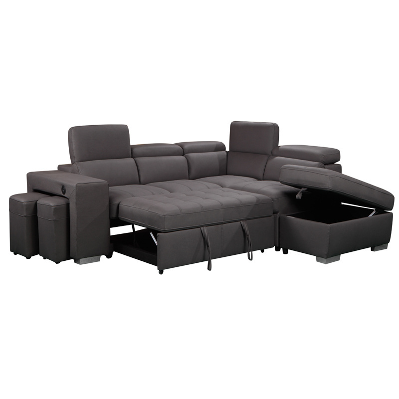 Hot Sale modern Furniture Living Room Sofas Bed Set leather 2P seater chaise ottoman Couch L-Shape Sectional Sofa Bed