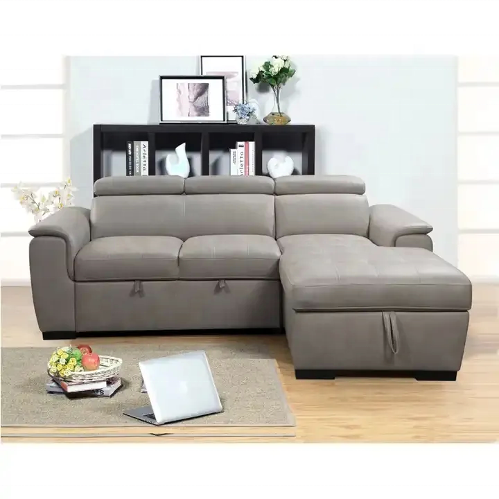 leather two seater +chaise new modern l type sofa living room  sofa sofa sleeper sectional with storage for home