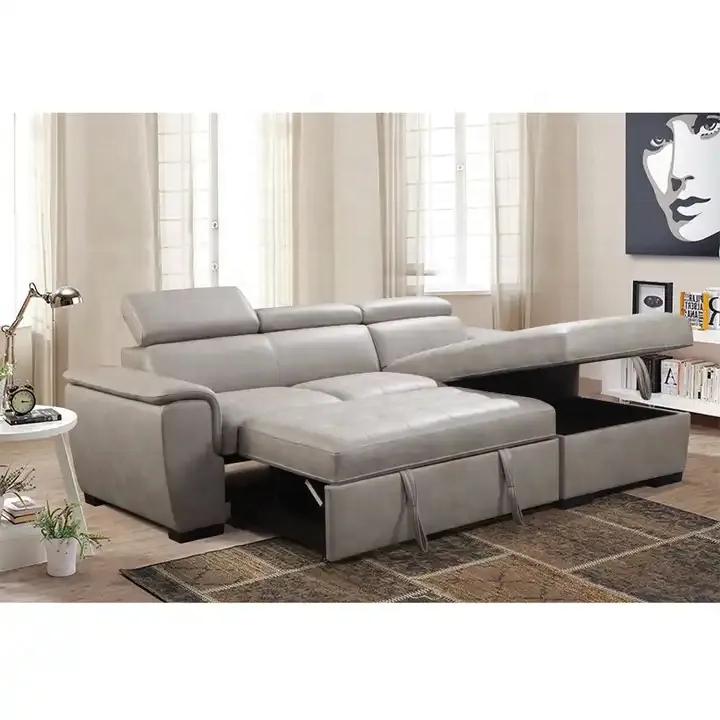 leather two seater +chaise new modern l type sofa living room  sofa sofa sleeper sectional with storage for home