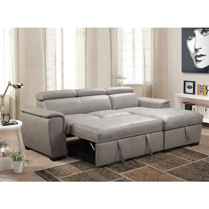 leather two seater +chaise new modern l type sofa living room  sofa sofa sleeper sectional with storage for home