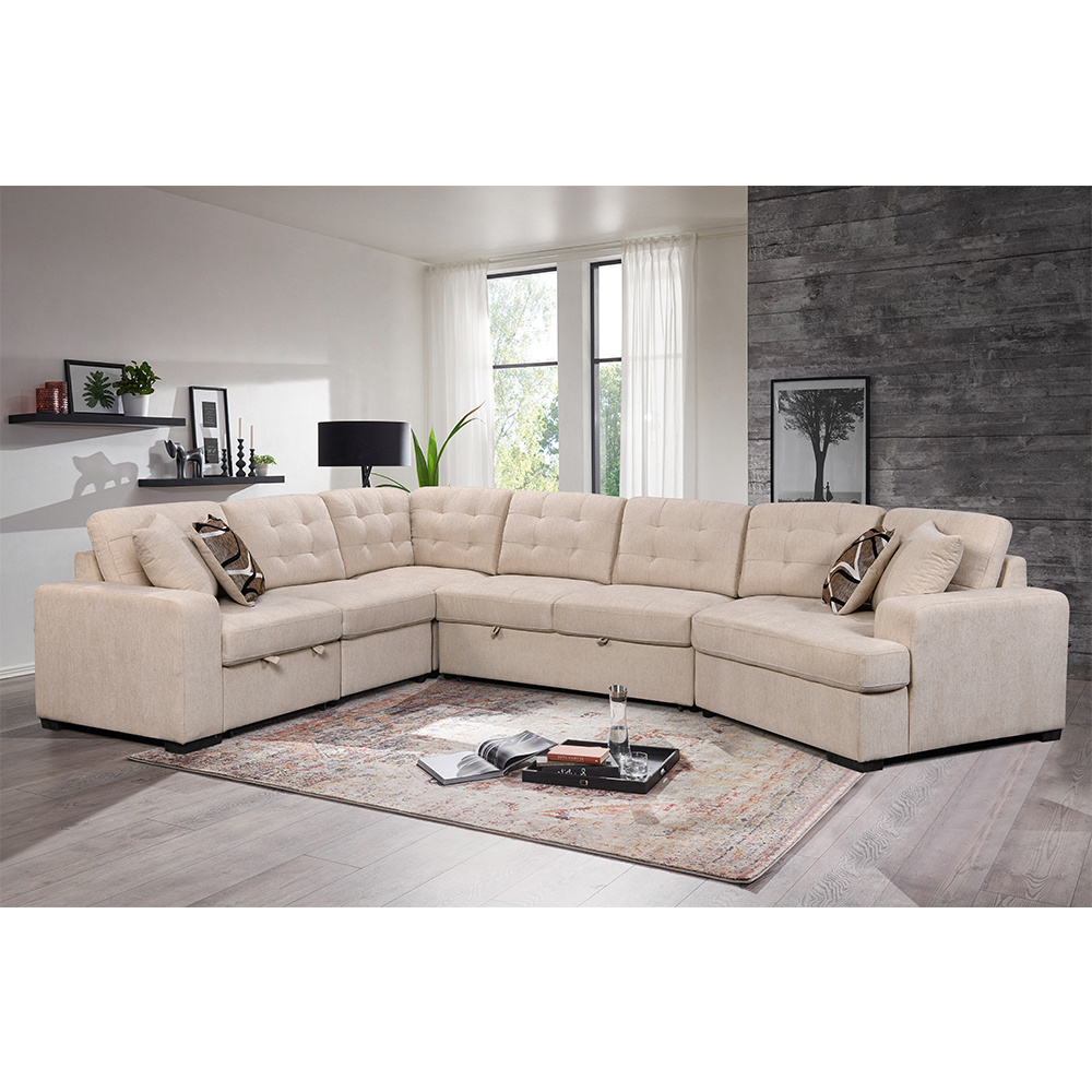 Dongguan Tianhang furniture off Retractable modular tufted sectional sofa set bed living room set corner sofa