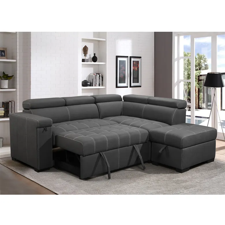 Top grade couch living room sofa loveseat with pull-out bed+corner+ ottoman living room sofa set furniture with cup holder