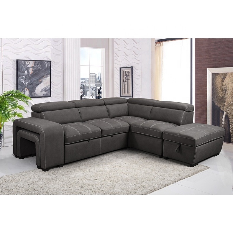 loveseat+chaise+ottoman Ushaped futon Customizable living room sofa shape living room sectional couch Multi-functional sofa bed