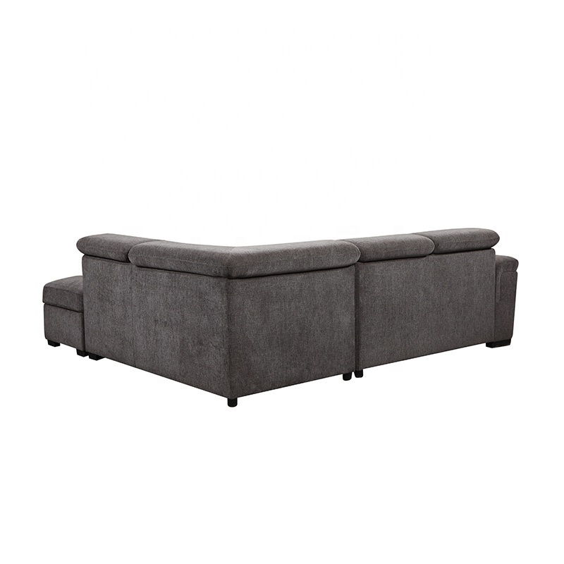 Modern Corner linen Fabric multi-seats ottoman with storage Living Room Sofa pull out recliner headrest sofa bed