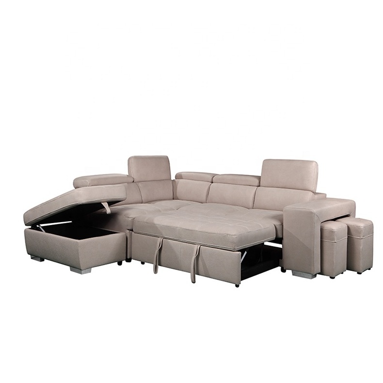 Modular Couch multi-functional loveseat 2P with bed+Chaise with storage+ottoman living room sofa with usb charge