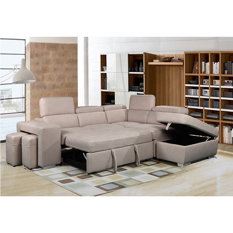 Modular Couch multi-functional loveseat 2P with bed+Chaise with storage+ottoman living room sofa with usb charge