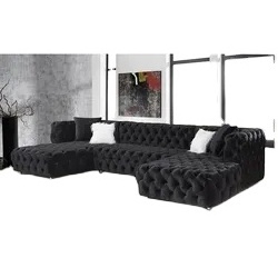 Commercial home furniture European style Multi-color sectional sofa U shaped velvet sofa set couch living room sofas