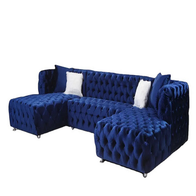 Commercial home furniture European style Multi-color sectional sofa U shaped velvet sofa set couch living room sofas