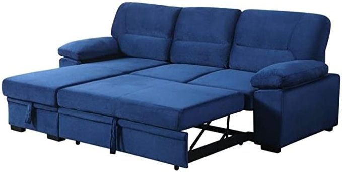 Modern Family blue 2seater recliner L Shape Office Convertible Storage Sofa Folding Couch Sofa Bed Foldable sleeper sofa bed