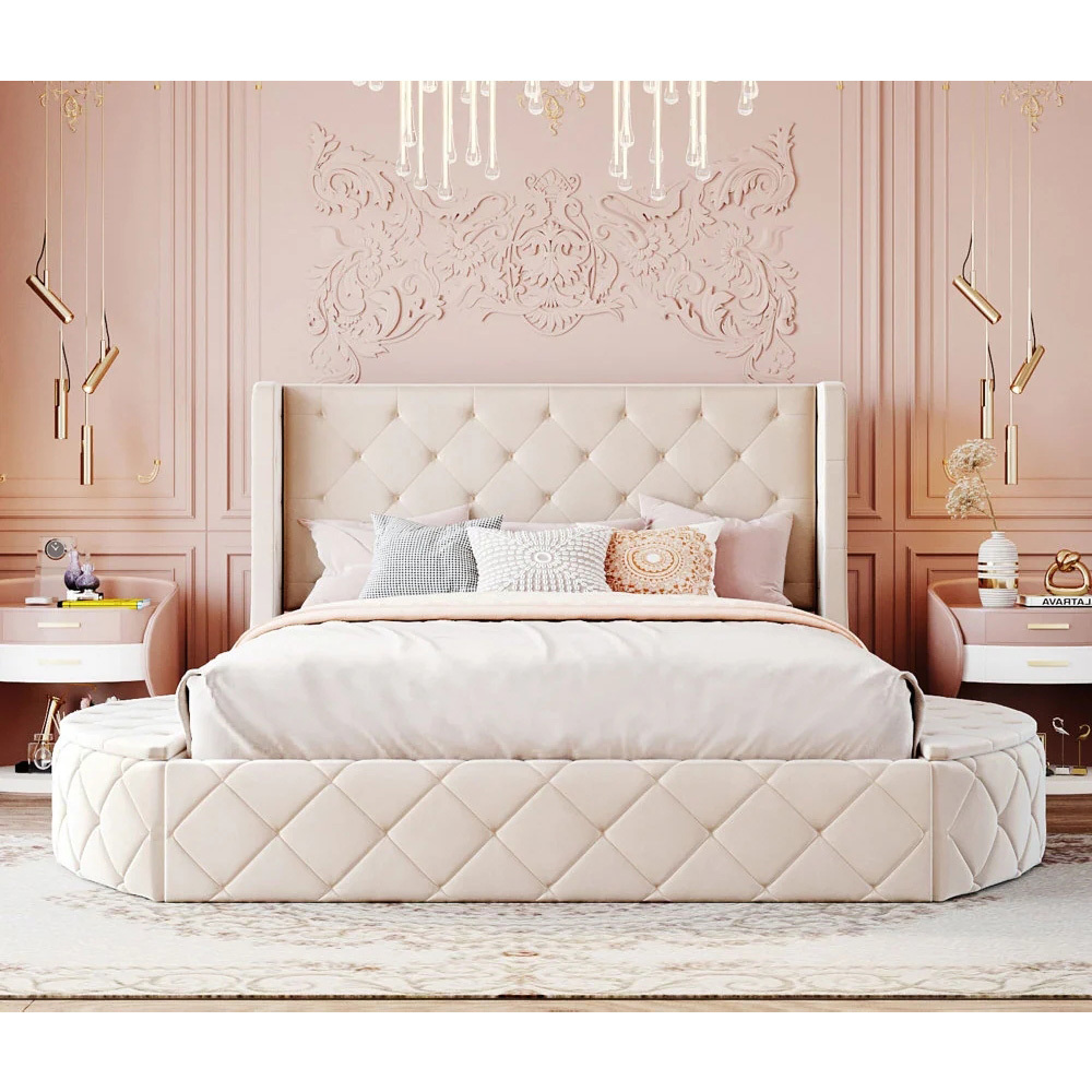 Queen size Upholstered adjustable soft beds high quality luxury platform storage luxury bedding sets for Bedroom