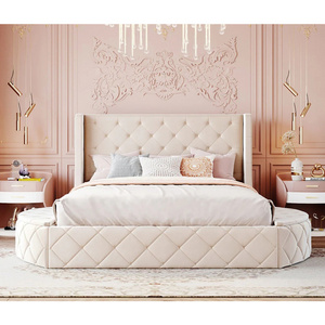 Queen size Upholstered adjustable soft beds high quality luxury platform storage luxury bedding sets for Bedroom