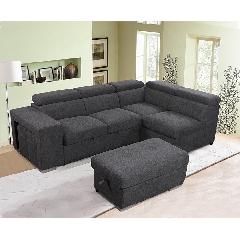 Hot selling in France loveseat+chaise+ottoman with storage sectional sofa with headrest sofas for living room