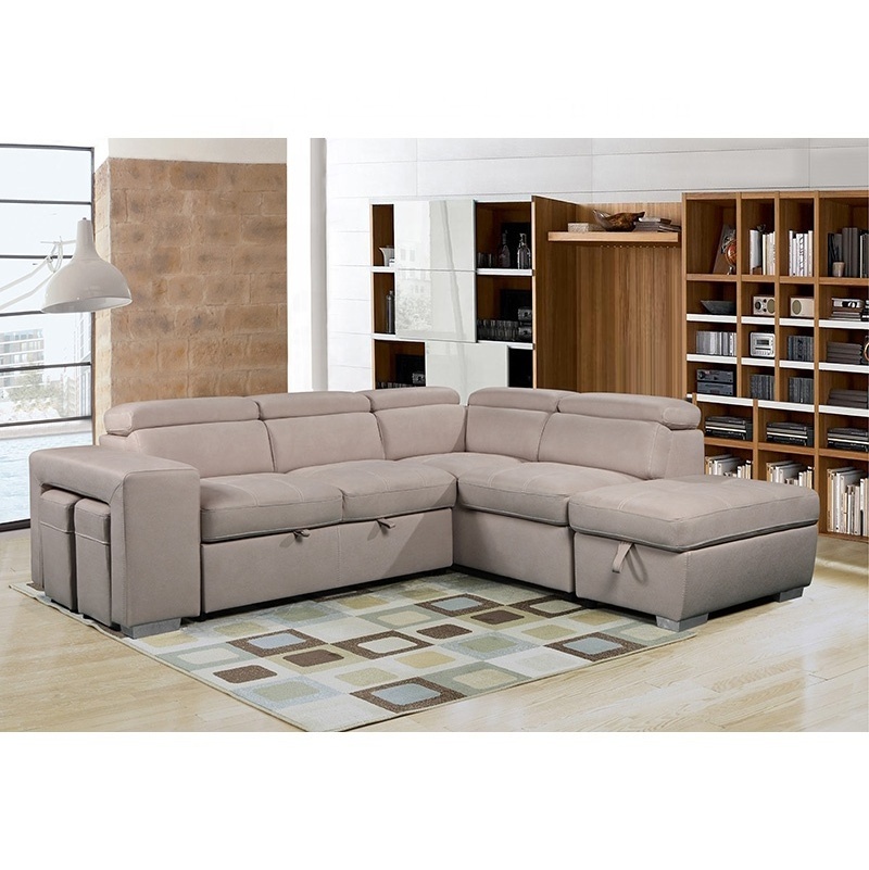 Modular Couch multi-functional loveseat 2P with bed+Chaise with storage+ottoman living room sofa with usb charge