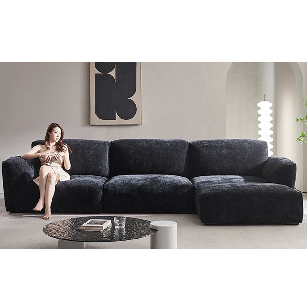 2023 Italian petal sofa simple art straight row small living room cloth art light luxury modern minimalist sofa