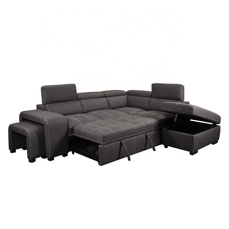 loveseat+chaise+ottoman Ushaped futon Customizable living room sofa shape living room sectional couch Multi-functional sofa bed