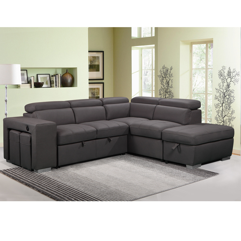 Hot Sale modern Furniture Living Room Sofas Bed Set leather 2P seater chaise ottoman Couch L-Shape Sectional Sofa Bed