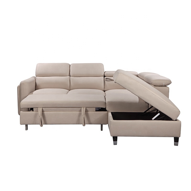 Factory wholesale living room sofa furniture 3 seater 1 corner and ottoman with storage sofa bed