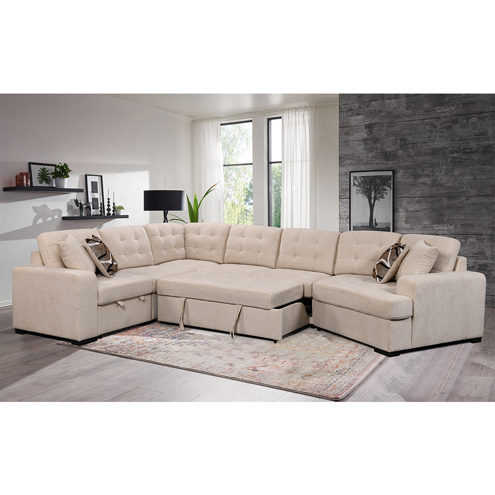 Dongguan Tianhang furniture off Retractable modular tufted sectional sofa set bed living room set corner sofa