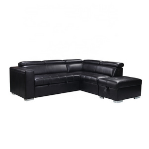 Top grade loveseat+chaise+ottoman L shape corner sofa recliner sectional sofa set headrest Modern leather sleeper sofa bed