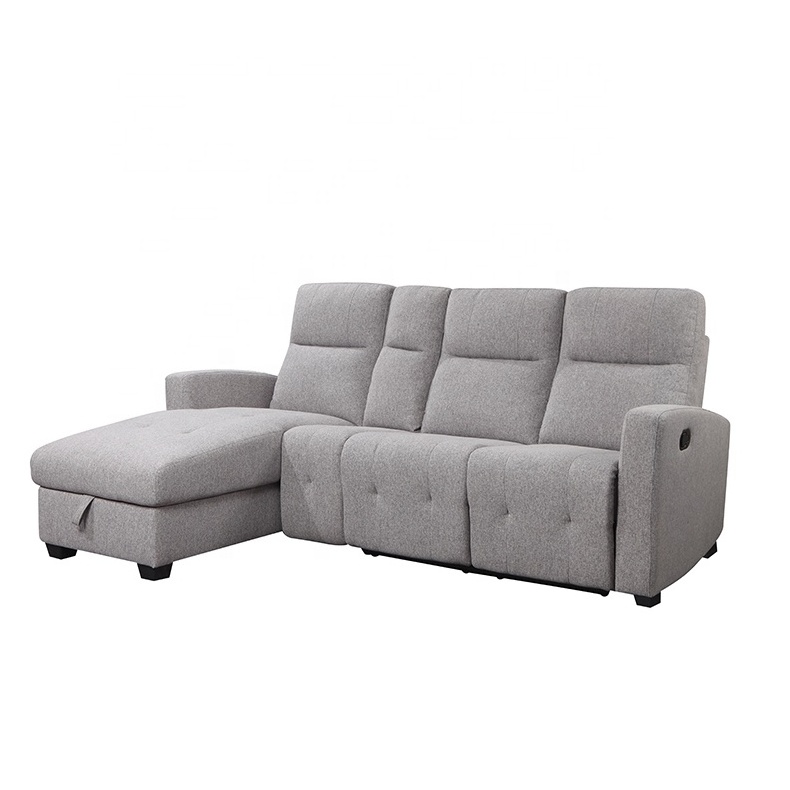 Hot sale Functional recliner L shaped sofa for living room Storage folding sleeper sofa set with Tea table