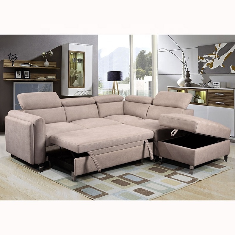 Factory wholesale living room sofa furniture 3 seater 1 corner and ottoman with storage sofa bed