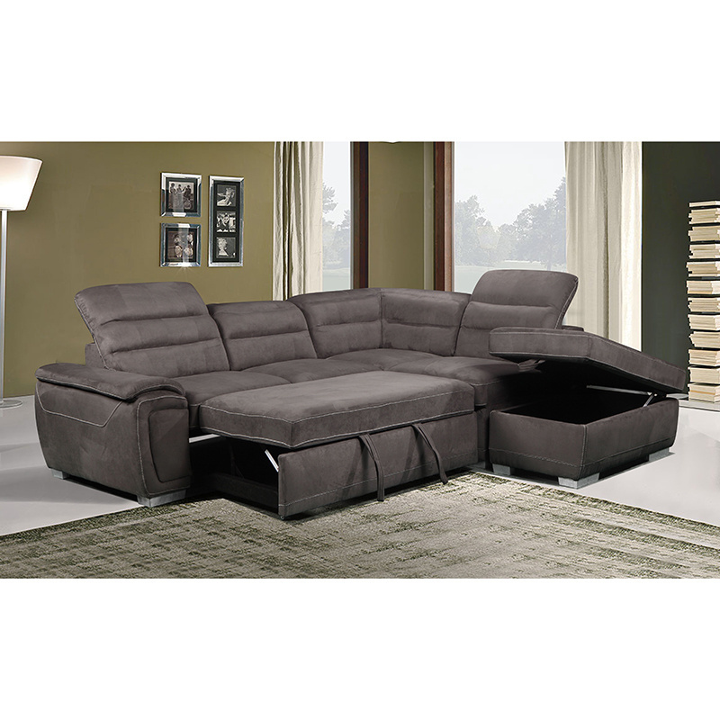 Dongguan Tianahng loveseat+chaise+ottoman sofa bed furniture headrest tech cloth sofa bed with storage