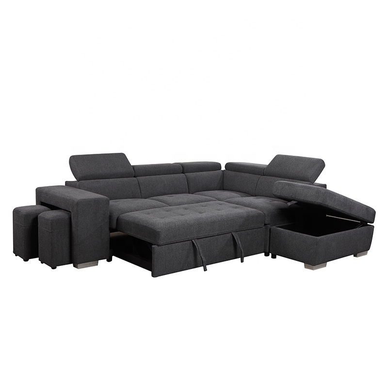 Hot selling in France loveseat+chaise+ottoman with storage sectional sofa with headrest sofas for living room