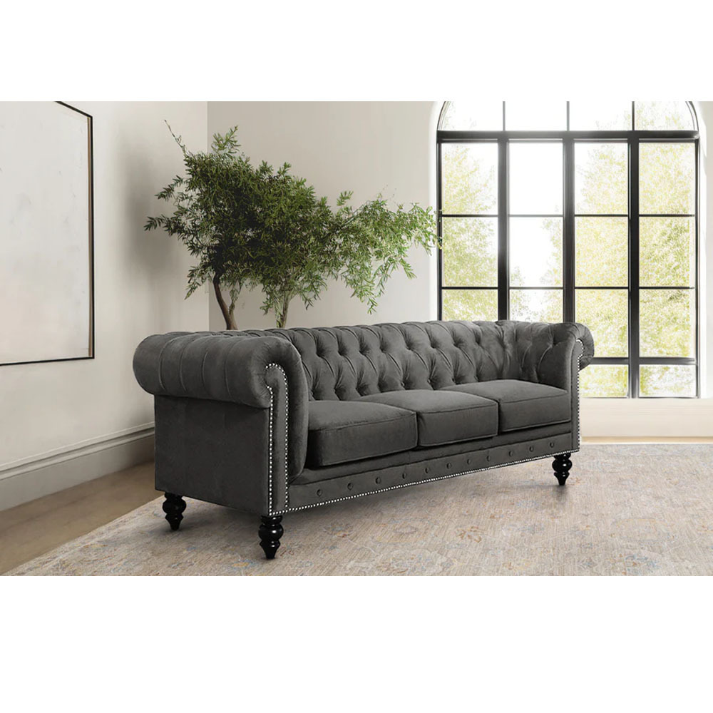 Latest design 3 2 1 sofa set gray luxury loveseat lounge living room sofa