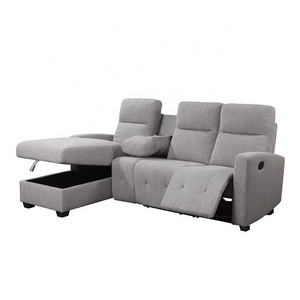 Hot sale Functional recliner L shaped sofa for living room Storage folding sleeper sofa set with Tea table