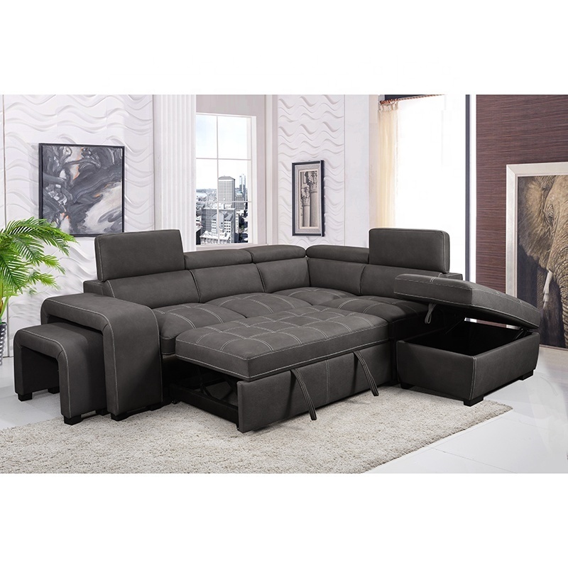 loveseat+chaise+ottoman Ushaped futon Customizable living room sofa shape living room sectional couch Multi-functional sofa bed