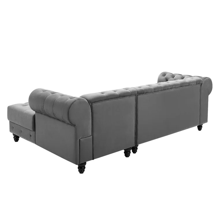 Chesterfield Armrest Home furniture living room sofa Nice Velvet Fabric Button Tufted Design Upholstered Sofa set for Hotel