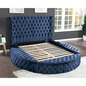 Dongguan Tianhang Furniture Factory direct velvet queen bedroom bed storage king round bed customizable bed room set