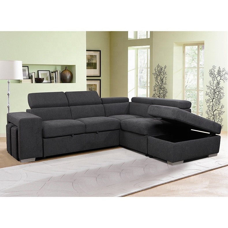 Hot selling in France loveseat+chaise+ottoman with storage sectional sofa with headrest sofas for living room