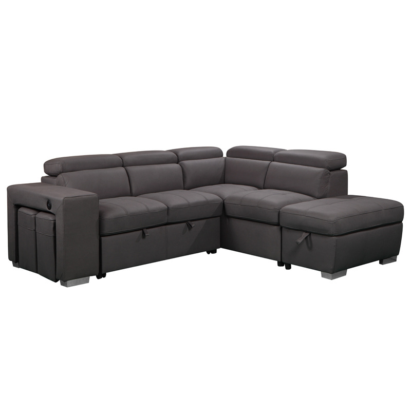 Hot Sale modern Furniture Living Room Sofas Bed Set leather 2P seater chaise ottoman Couch L-Shape Sectional Sofa Bed