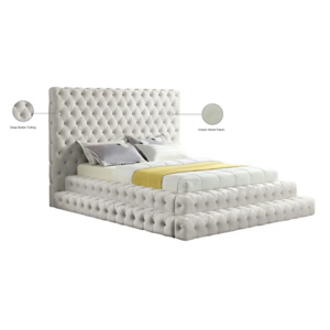 Dongguan Tianhang velvet tufted European Designs modern furniture designer frame full hotel wood bed