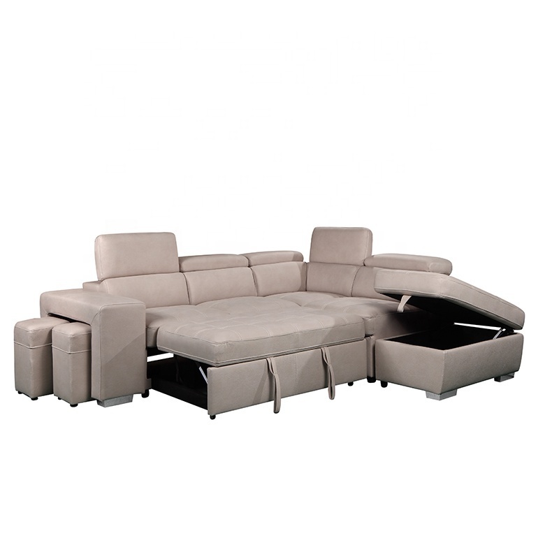 Modular Couch multi-functional loveseat 2P with bed+Chaise with storage+ottoman living room sofa with usb charge