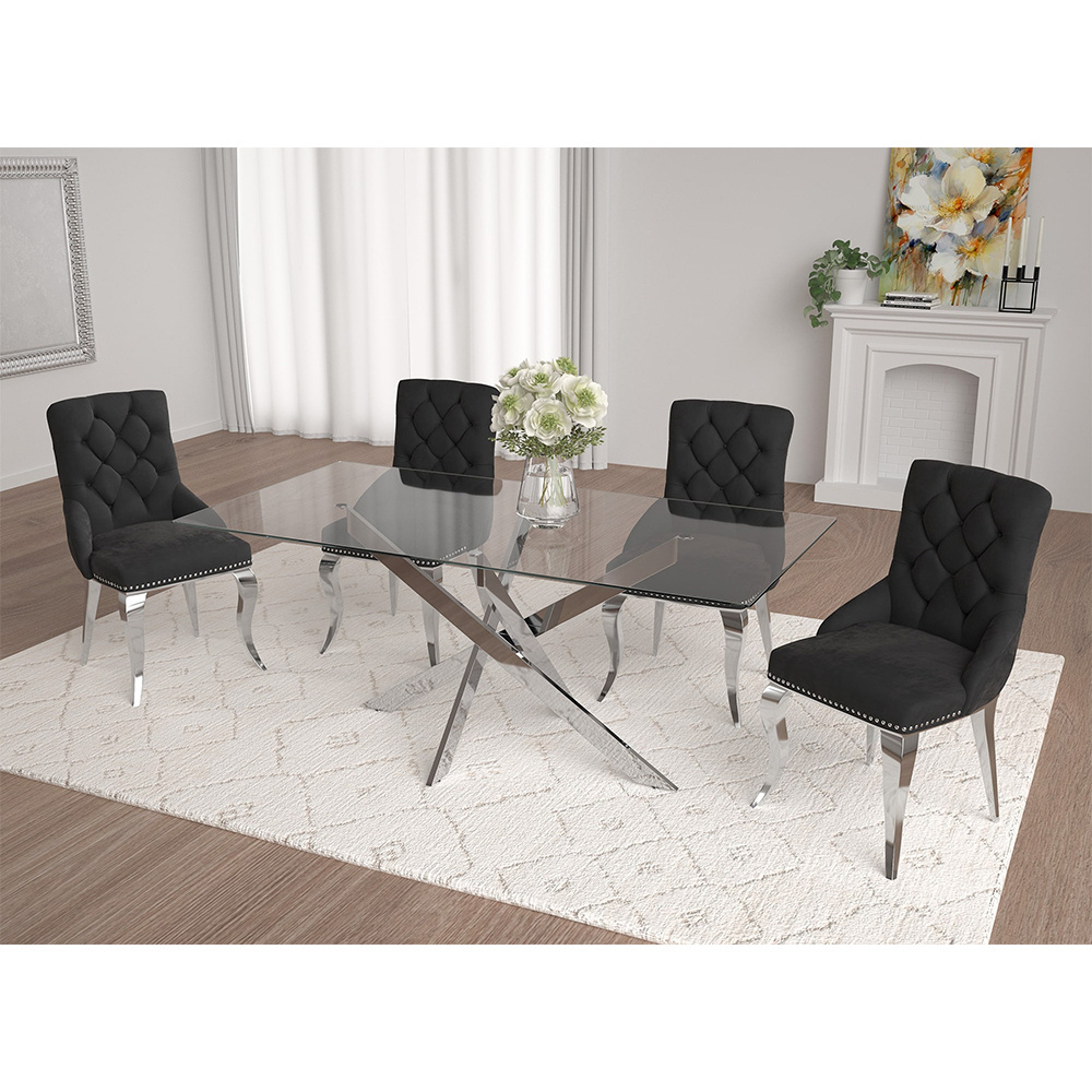 Dongguan Tianhang Furniture Factory direct chair dining velvet fabric solid wood feet can be customized chair dining room